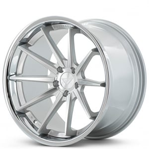 22" Staggered Ferrada Wheels FR4 Silver Machined with Chrome Lip Polaris Slingshot / 3-Wheeler Rims