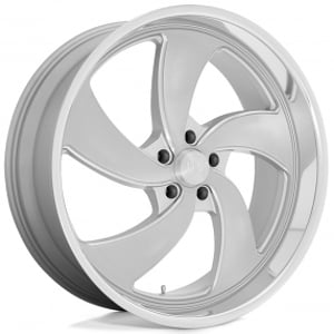 22" Staggered U.S. Mags Wheels Desperado 5 U134 Silver Brushed with Diamond Cut Lip Rims