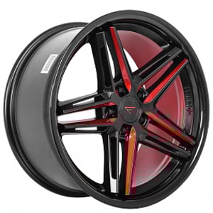 19" Ferrada Wheels CM1 Custom Matte Black with Red Milled and Gloss Black Lip Rims 