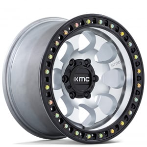 17" KMC Wheels KM550 Riot SBL Machined with Satin Black Lip Off-Road Rims