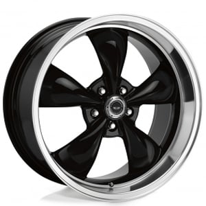 17" American Racing Wheels Modern AR105 Torq Thrust M Gloss Black with Machined Lip Rims