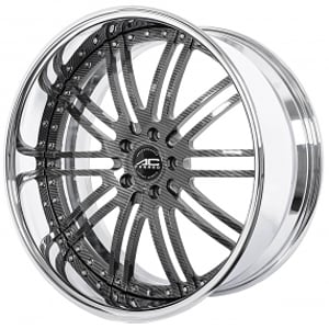 20" AC Forged Wheels ACF707 Carbon Fiber Finish with Chrome Lip Three Piece Rims