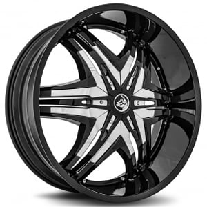 22x8.5" Diablo Wheels Elite Black with Chrome Inserts Rims