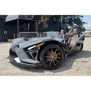 22" Staggered Ferrada Wheels FR4 Matte Bronze with Gloss Black Lip Polaris Slingshot / 3-Wheeler Rims