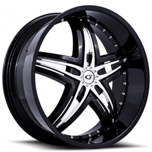 24" Diablo-Gianna Wheels Blitz Black with Chrome Inserts Rims