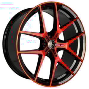 20" Elegant Wheels E017 Gloss Black with Candy Red Face Rims