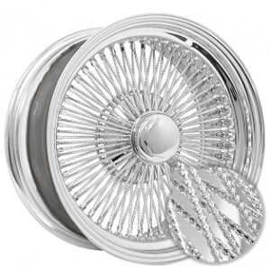 17x8" LA Wire Wheels Standard Diamond Cut 100-Spoke Straight Lace Chrome Rims 