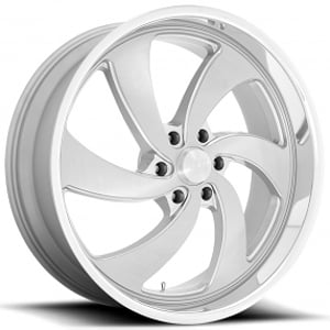 22" U.S. Mags Wheels Desperado 6 U134 Silver Brushed with Diamond Cut Lip Rims
