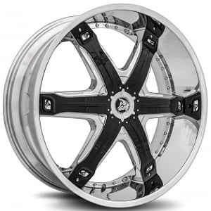 24" Diablo Wheels Fury Chrome with Black Inserts Rims