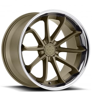 22" Staggered Blaque Diamond Wheels BD-23 Matte Bronze with Chrome SS Lip Rims
