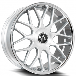 26" Azad Wheels AZV02 Brushed Silver with SS Lip Floating Cap Rims