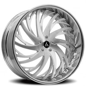26" Artis Forged Wheels Decatur Brushed Silver Face with Chrome Lip Rims