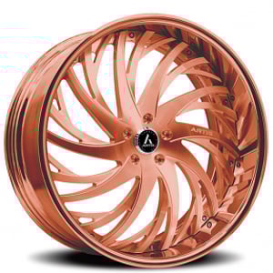 20" Staggered Artis Forged Wheels Decatur Brushed Rose Gold Face with Rose Gold over Chrome Lip Rims