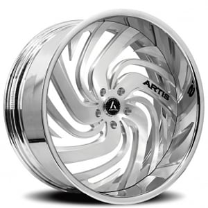 20" Staggered Artis Forged Wheels Fillmore Brushed Silver Face with Chrome Lip Rims