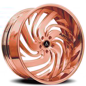 20" Staggered Artis Forged Wheels Fillmore Brushed Rose Gold Face with Rose Gold over Chrome Lip Rims