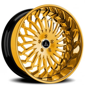 20" Staggered Artis Forged Wheels Spartacus Gold over Chrome Face and Lip Rims