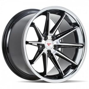 19/20" Staggered Ferrada Wheels CM2 Machined Black with Chrome Lip Corvette Rims