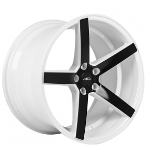 20" Staggered AC Wheels AC07 Gloss Black with Custom White Window and Lip Extreme Concave Polaris Slingshot / 3-Wheeler Rims