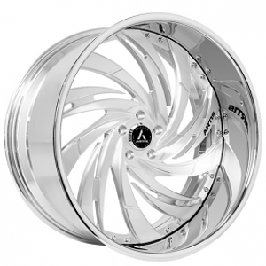 26" Artis Forged Wheels Draco Brushed Silver Face with Chrome Lip Rims