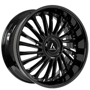 24" Staggered Artis Wheels Renegade XL Gloss Black Rims