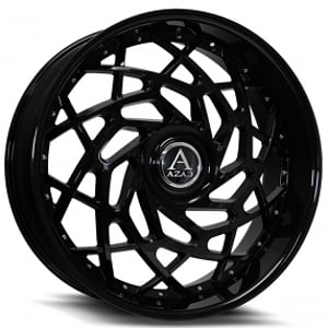 24" Azad Wheels AZ Reign Gloss Black Floating Cap Rims