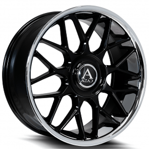 26" Azad Wheels AZV02 Gloss Black with SS Lip Floating Cap Rims
