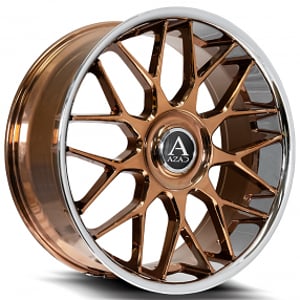 26" Azad Wheels AZV02 Rose Gold with SS Lip Floating Cap Rims