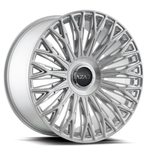22" Staggered Azad Wheels AZV03 Brushed Silver Floating Cap Rims
