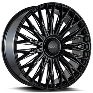 22" Staggered Azad Wheels AZV03 Gloss Black Floating Cap Rims