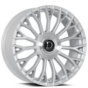 22" Dolce Luxury Wheels Roma Gloss Silver with Brushed Face Floating Cap Rims
