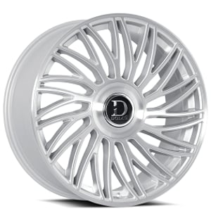 22" Dolce Luxury Wheels Sesto Gloss Silver with Brushed Face Floating Cap Rims   