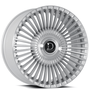 22" Staggered Dolce Luxury Wheels Trento Gloss Silver with Brushed Face Floating Cap Rims