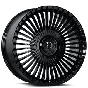 22" Staggered Dolce Luxury Wheels Trento Gloss Black Floating Cap Rims