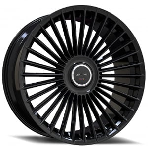 22" Staggered Gianelle Wheels Cabo Gloss Black Floating Cap Rims