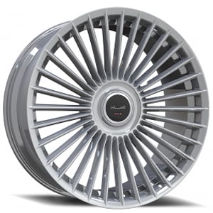 22" Staggered Gianelle Wheels Cabo Gloss Silver Floating Cap Rims
