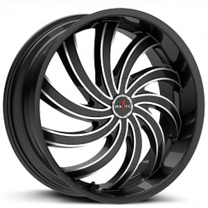 24" Ignite Wheels Flame Gloss Black Milled Rims