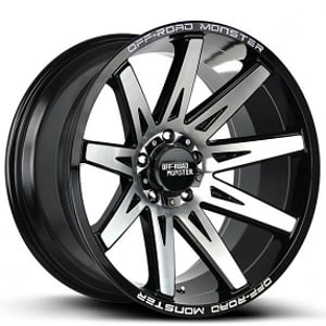 20" Off Road Monster Wheels M25 Gloss Black Machined Rims