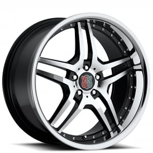 18" MRR Wheels RW2 Black Machined Face with Chrome Lip Rims 