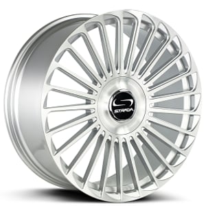 22" Strada Wheels Martello Brushed Face Silver Flow Formed Floating Cap Rims
