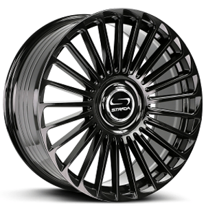 22" Strada Wheels Martello Gloss Black Flow Formed Floating Cap Rims