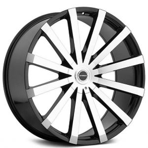 24" Strada Wheels Gabbia Gloss Black Machined Rims 