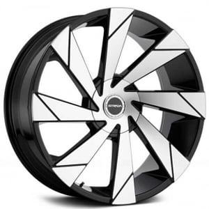 24" Strada Wheels Moto Gloss Black Machined Rims