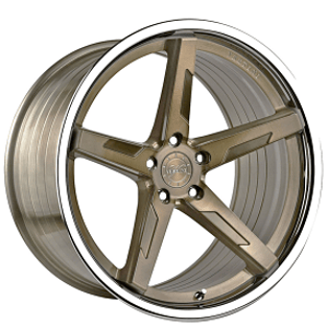 19/20" Staggered Vertini Wheels RFS1.7 Brushed Dual Bronze with Chrome Lip Flow Formed Rims