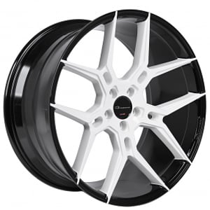 20" Staggered Giovanna Wheels Haleb Gloss Black with Custom White Face Polaris Slingshot / 3-Wheeler Rims