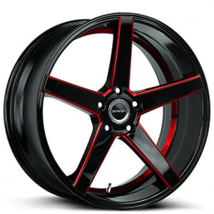 18" Strada Wheels Perfetto Gloss Black Candy Red Milled Rims 