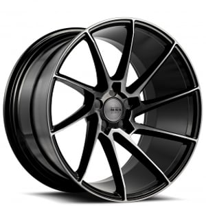 20" Staggered Savini Wheels Black Di Forza BM15 Gloss Black with DDT Super Concave True Directional Rims