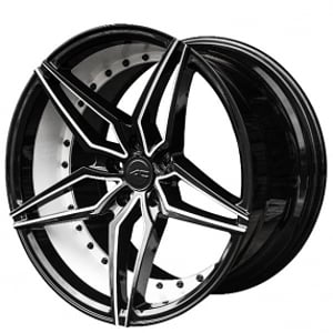 20" Staggered AC Wheels AC01 Gloss Black with White Accents Extreme Concave Rims