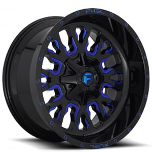 18" Fuel Wheels D645 Stroke Gloss Black with Candy Blue Off-Road Rims