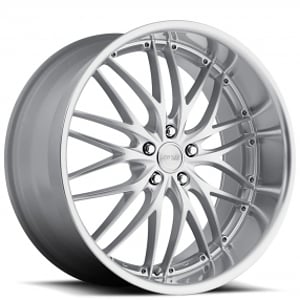 19" Staggered MRR Wheels GT1 Hyper Silver with Machined Lip Rims 
