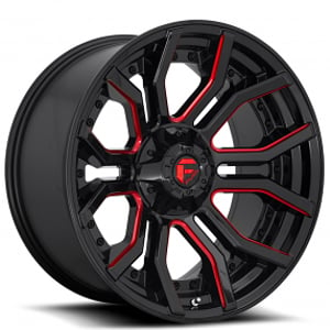 20" Fuel Wheels D712 Rage Gloss Black with Red Milled Off-Road Rims 